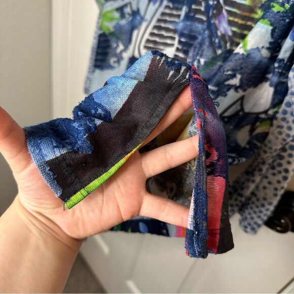 Ali Miles Multicolor Polka Dot Striped Floral Burnout Lace Blouse Sz L Artsy - Picture 4 of 8